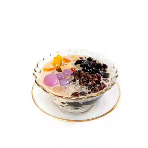 Image de 芋圆烧仙草，奶茶汤底 herbes roties avec boules de taro {base de soupe au the au lait}