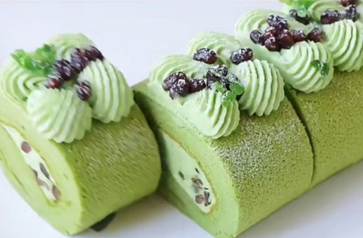 Image de 宇治抹茶蜜豆蛋糕卷Rouleau de gâteau matcha aux haricots rouges 1piece