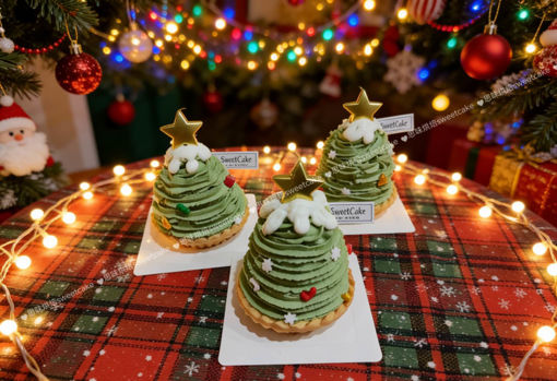 Image de 【圣诞限定】圣诞树蛋糕挞 Tarte au gâteau de sapin de Noël