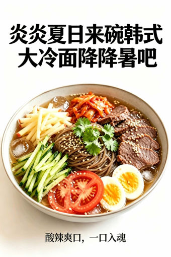 Image de 【夏日限定】酸辣爽口的韩式大冷面，冰的，有牛肉  Nouilles froides au bœuf  （Aigre et épicé)